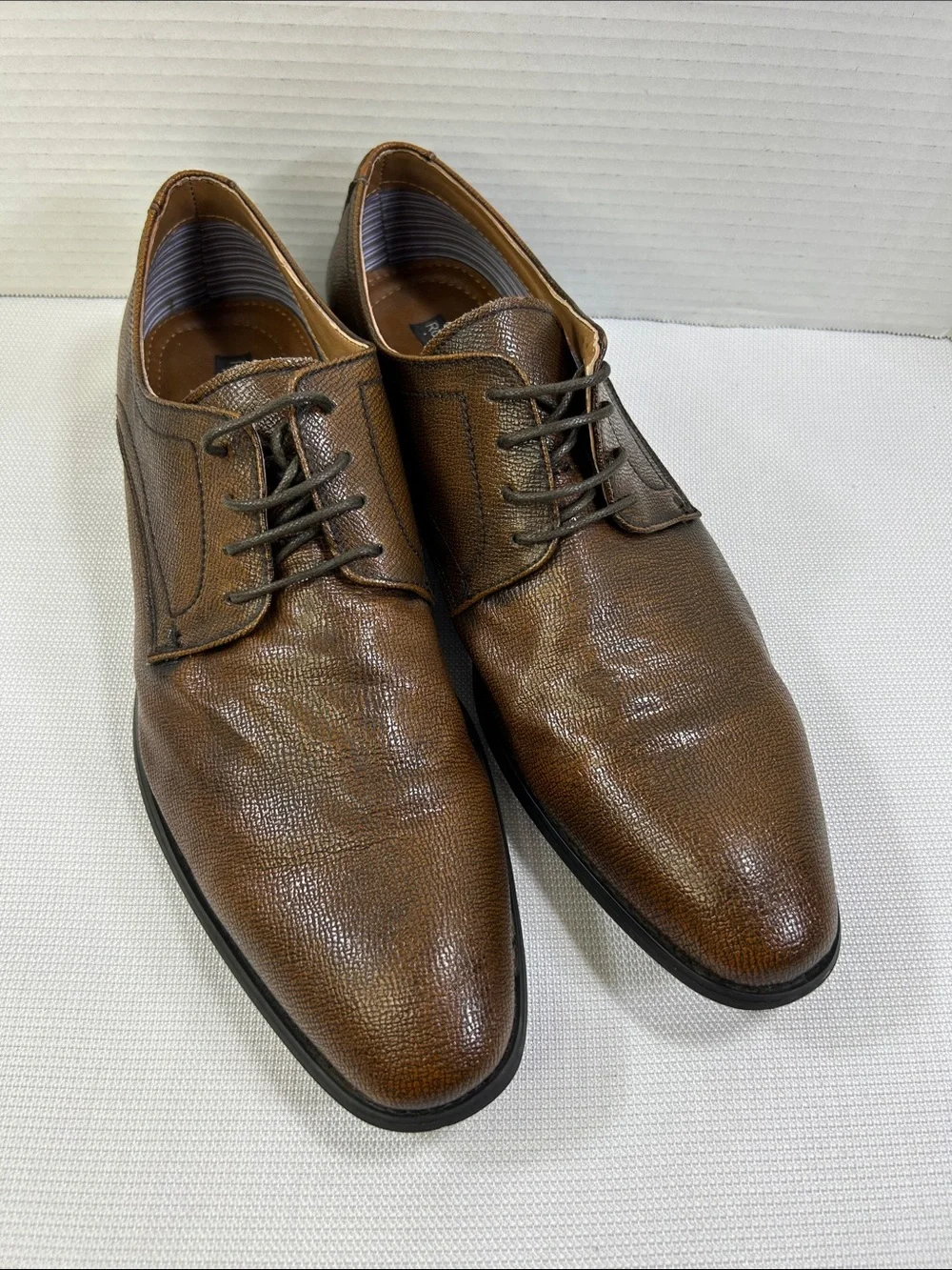 Robert Wayne Brown Textured Leather Derby Dress Shoes Men’s 13D